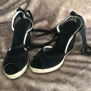 Jimmy Choo Mesh Espadrille Wedge Sandals size 39